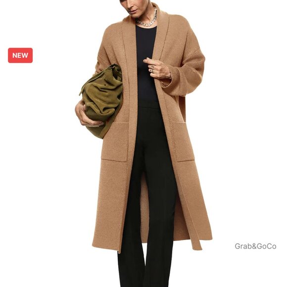 Long Sleeve Maxi Cardigan Oversized Knit Sweater Coat Open Front Chic